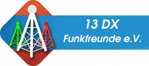 das logo der 13 dx funkfreund mit 3 Antenne in dne Farben des Landes NRW